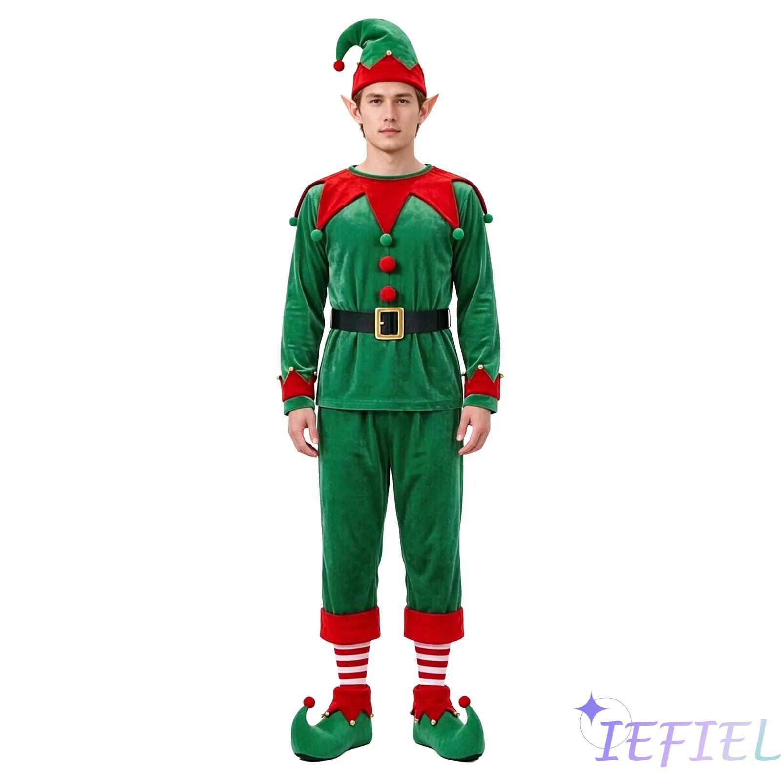 Women Shoes Xxl - Unisex-Weihnachts-Elfen-Outfit aus Samt für Damen und