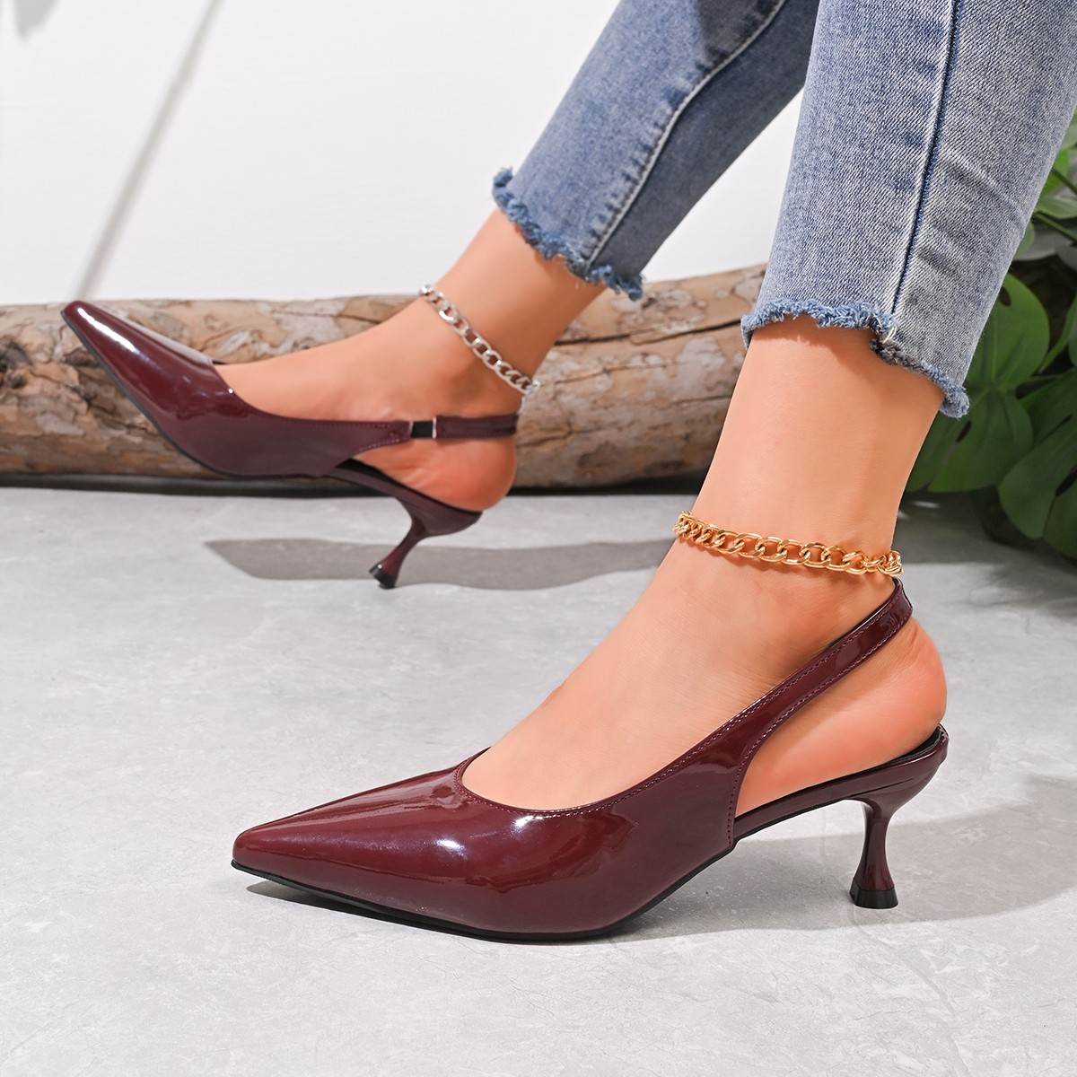 Women'S Shoes Quality - Stern-Stil Edelstein Metallkappe Lackleder Damen Pumps