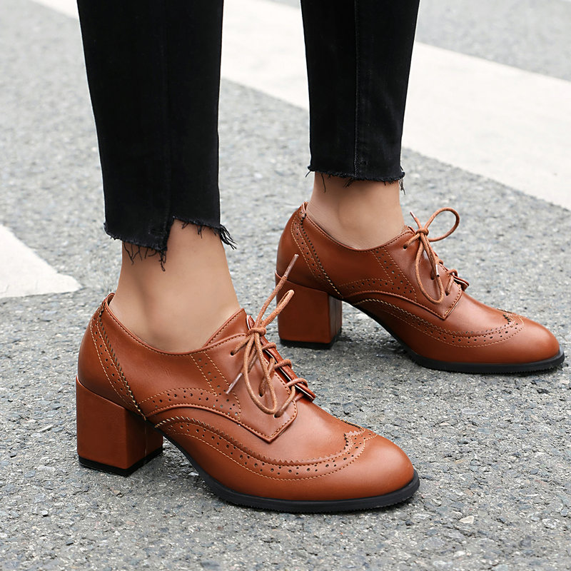 Plus Size 36-48 Braun Schwarz  – Oxford Lace Up Women Bewertung und Preis