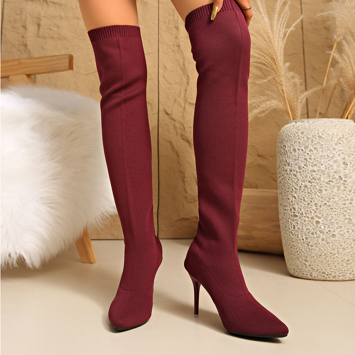 Overknee-Sockenstiefel, Damen, – Sock Boot Women Bewertung und Preis