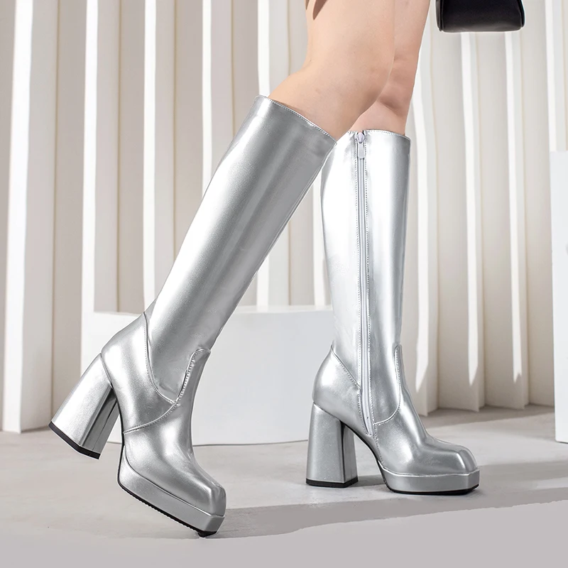 Grüne Winter Frauen Plattform  – Knee High Boots Women Bewertung und Preis