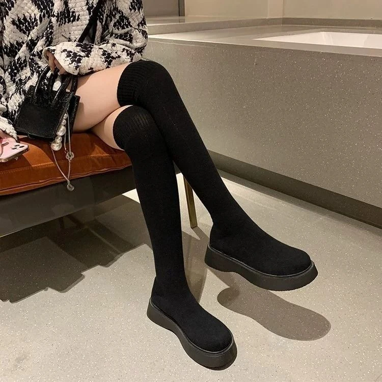 Damen-Kniestrümpfe mit dicker  – Sock Boot Women Bewertung und Preis